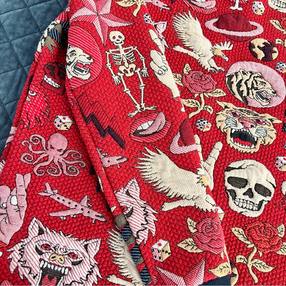 Zara Red Multi Graphic Knit Sweater - Picture 10 of 11